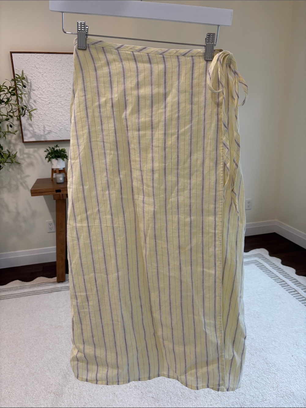 Little Moon Yellow and Blue Striped Wrap Maxi Skirt